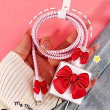 5 cái vỏ bảo vệ sạc hình nơ tương thích với cáp dữ liệu Apple 18/20W, vỏ bảo vệ cáp điện thoại tương thích với Apple 17/16/15/14/13 - Nhiều màu - Xem 8