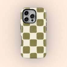 Olive Green Mosaic Tile Pattern Phone Case, Multi-Color Block Simple And Durable Protective Cover, Suitable For IPhone17 IPhone16 15 14 IPhone13 12 11 Pro Max - 白色2 - 查看 1