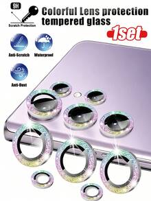 Gorilla Hero 1 Set, Colorful Camera Lens Protector Combination, Independent Protection For Phone Lens, Silver Glitter Decoration, Anti-Collision, Anti-Scratch, Ultra-Thin Glass, Hardness Guaranteed, Compatible With Samsung Phone Models Fold 8 Ultra/Fold 8/S22/S23/S24 Ultra/S25 Ultra/S26 Ultra/Z Flip/Z Fold Series Camera Lens Protector - Colorful - View 2