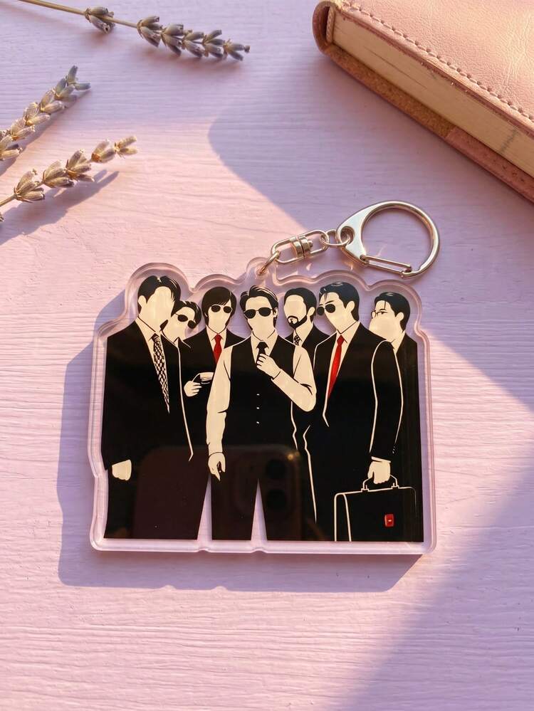 1pc/8pcs BangTang K-Pop Theme Fan Support Pattern Keychain, Cute Asymmetrical Shaped Metal Clasp Functional Bag Decoration, Suitable For Fan Meetings, Concert Support, Birthday Gifts, Student Backpack Decoration, Merchandise Collection, Holiday Celebration And All-Season Use - Multicolor - View 6