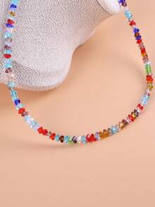 1pc Fashionable Colorful Triangle Geometric Pattern Crystal Collarbone Necklace, Minimalist & Unique, Suitable For Women's Daily Wear, Party, Gathering, Vacation And Travel - Multicolor - View 3