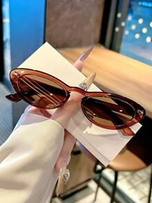 1 Pair Small Frame Cat Eye Sunglasses For Women, Niche Design Atmosphere-Enhancing Slimming Sunglasses, Street Style Travel Daily Outfit Versatile Fashion Sun Protection Glasses - Multicolor - View 6
