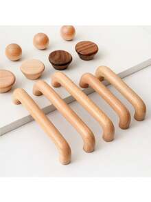 Pegangan Furnitur Kayu Minimalis Modern Warna Kayu Alami Tarikan Laci Lemari Dapur Aksesori Perangkat Keras Furnitur Kayu Solid - pohon beech - View 3