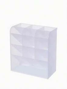 1pc Slanted Multi-Compartment Pen Holder Stationery Storage Box Large Capacity Cosmetic Desktop Organizer Pencil Case - Multicolor - View 5