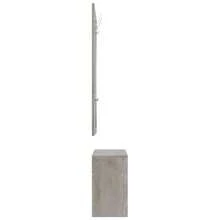 vidaXL Garderoben Set Flur 3-In-1 Betongrau Schuhschrank Spiegel Garderobenpaneel - Concrete Dust - View 8