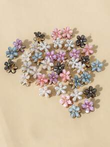 10/20/30pcs Random Mixed Color Alloy Crystal Flower Hair Clips Set, Exquisite Camellia Mini Claw Clips, Children Side Hair Bangs Hair Accessories, Suitable For Daily, Party, Vacation Braiding - Multicolor - View 13