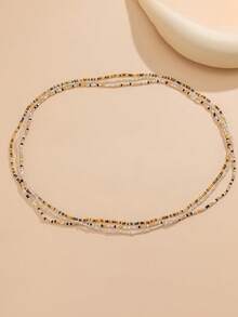 1 Set Bohemian Vacation Style Handmade Beaded Waist Chain, Dopamine Sweet Cool Hot Girl Multi-Layer Stackable Waist Jewelry Accessory Suitable For Women's Daily Wear, Vacation And Party (Handmade Beaded Color, Quantity And Position Random) - Mixed Colors - View 6