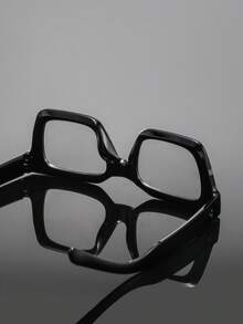 1 Pair Men's Plastic Square Minimalist Rivet Glasses, Personalized American College Style Casual Versatile Lightweight Elegant High-End Fashion Eyewear, Suitable For College Lectures, Graduation Defense, Workplace Training - Clear - View 9