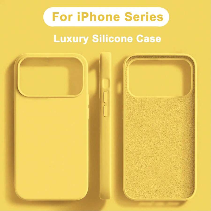 液態矽膠 3 層全覆蓋軟橡膠手機殼,適用於 iPhone 17 Pro 17 Pro Max 17,清新夏季配色,防震保護殼配耐刮微纖維內襯,相容於 13 11 16 Pro Max 15 14 Plus 12 Mini XS Max 7 8 Plus - 鵝黃色 - 查看 1