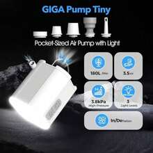 Portable Mini Air Pump – Rechargeable 1600mAh, 3.8kPa, Built-In Light, Inflator/Deflator For Sleeping Pads, Pool Floats, Camping - Multicolor - View 3