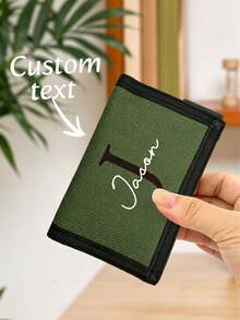 Custom Monogrammed Wallets For Men, Personalized Wallets, Pocket Money Storage, Card Holder With Hook And Loop Fastener, Suitable For Teenagers, Students, Perfect For Father's Day Gift, Holiday Gift, Men's Gift - Multicolor - View 1