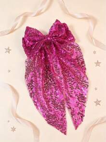 1pc Girls Glitter Bow Hair Clip, Suitable For Party, Wedding, Performance - Multicolor - View 15