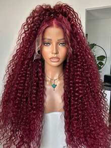 Uveous 34 Inch Burgundy Wig Human Hair 99j Burgundy 13x4 Deep Wave Lace Front Wigs Human Hair Pre Plucked HD Transparent Lace Frontal Wigs For Women Red Colored Wig - S99J - 查看 2