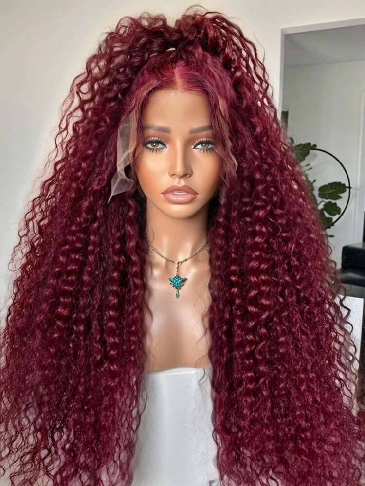 Uveous 34 Inch Burgundy Wig Human Hair 99j Burgundy 13x4 Deep Wave Lace Front Wigs Human Hair Pre Plucked HD Transparent Lace Frontal Wigs For Women Red Colored Wig - S99J - View 2