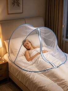 1pc Portable Folding Bedside Mosquito Net, Suitable For Travel And Home Use-No Installation Required, With Frame Bedside Canopy, Hand Washable Double/Multi-Layer Mesh, Outdoor Universal - Multicolor - View 3