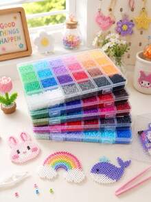 Colorful Perler Beads Set, Jewelry Making Materials, Handmade Bead Puzzle, DIY Perler Beads Kit With Tools, Keychain Handmade Materials - Perler Beads - View 2