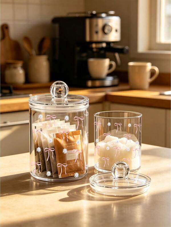 Transparent Cotton Swab Holder, Cotton Swab Storage Container, Toothpick Dispenser, Cotton Pad And Cotton Swab Holder, Plastic-Lid Bathroom Jar Storage, Vanity Cosmetic Organizer, Jar