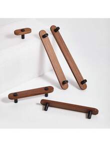 Long Solid Wood Furniture Handle Minimalist Natural Wood Style Kitchen Wardrobe Drawer Pull Furniture Hardware Accessory - Multicolor - View 3