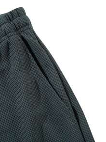 Men's Casual Waffle Textured Lightweight Loose Fit Solid Color Pants, Versatile For Spring/Summer - Dark Grey - View 11