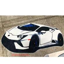 1pc Black & White Racing Car Pattern Plush Rug, Faux Wool, Thick Carpet, Soft Carpet, Autumn/Winter Carpet, Decorative Rug, Bedroom Decor, Small Rug, Carpet, Home Decor, Living Room Carpet, Small Living Room Rug, Bedroom Rug, Living Room Home Decor, Outdoor Rug, Washable Carpet - Multicolor 1 - View 5