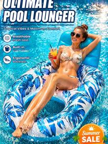 Inflatable Pool Floats Lounger Adult For Swimming Pool, Pool Float Lounge Raft Floaties Water Floating Recliner Chair With Cup Holders Foot Rest Swimming Floaty Hammock For Beach Swim Party (Random Color/Style) - Multicolor - View 3