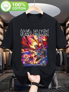 Camiseta De Hombre Iced Earth The Dark Saga - Banda De Heavy Metal - 180Gsm 100% Transpirable, Estilo GóTico Medieval Con Logo De  Y Saga, Lavable A MáQuina, Casual Y Para Conciertos, Ideal - Negro - Ver 1