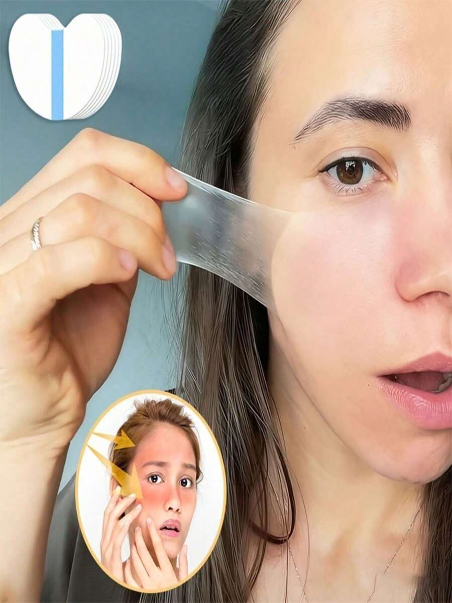1/10/30pcs Outdoor Invisible Beauty Face Training Patches, Ultra-Thin Invisible Facial Training Tape, Trimmable, Universal For All Face Shapes, Outdoor Sports, Daily Outings, Portable, Multi-Functional Invisible Patches, Summer Style, All-Season Use - Transparent - View 1