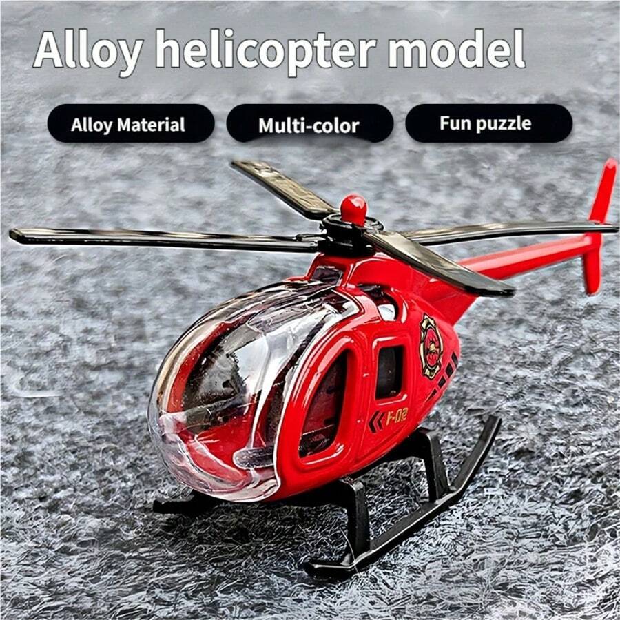 Best-Selling Realistic Alloy Helicopter Model, Multiple Colors Available, Q-Version Miniature Metal Helicopter Toy, Desktop Ornament, Suitable For Office And Home Decor, Aircraft Model