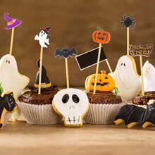 Halloween Toothpicks, Cake Decorations, Suitable For Appetizers, Cocktail Garnishes, Pumpkin, Spider Hat, Ghost Letter Shapes, Bamboo Appetizer Toothpicks, Also For Cake And Food Decoration - Multicolor - View 8