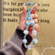 Colorful Beaded Phone Chain Wrist Strap, Multiple Candy Color Acrylic Bead Chains, Bowknot Star Flower Decoration, Detachable Phone Case Pendant, Bag Charm, Keychain Accessory, Sweet Girl Gift, Sold Individually - Multicolor - View 13