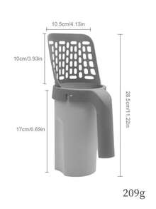 1pc All-In-One Cat Litter Scoop With Built-In Trash Bag Set, Detachable Pet Cleaning Tool, Large Capacity Cat Litter Shovel For Cats And Dogs, Poop Scooper Tool - Light Grey - View 3