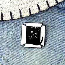1Pc Of Black And White Minimalist Style Cat Brooch With Multiple Creative Cat Badges Student Party Versatile Backpack Accessories Jewelry - Multicolor - View 4