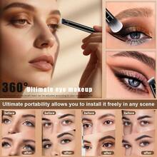 7PCS Makeup Tool Kit, 5PCS Soft Makeup Brushes Set, Double-Ended Design Brushes For Powder, Blush, Contour, Eyeshadow, Eyebrow, Lip & Detail Makeup, With 2PCS Makeup Sponges, Portable Makeup Tools For Daily Makeup - Black - View 5
