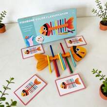 Color Matching Toy, Fish Bone Shaped Toy, Colorful Wooden Sticks To Enhance Memory, Develop Hands-On Ability, Hand-Eye Coordination, Strengthen Brain Development, Improve Color And Shape Recognition, Wooden Toy For Boys And Girls - Multicolor - View 3