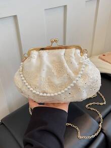 Women's PU Leather Crossbody Bag With Round Polka Dots, Vintage Style Handbag With Buckle Closure And Adjustable Shoulder Strap, Solid Color And Lightweight City Tote Bag - 咖啡 - 查看 7