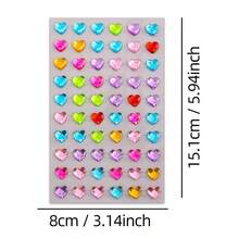 2 piezas de pegatinas de strass 3D para la cara, patrón de corazón con ojo rasgado, colores brillantes, decoración de maquillaje para fiesta, duraderas, estilo Y2K, para Navidad, San Valentín y festival de música, decoración con brillo para cara, Body, uñas y cabello - Multicolor - Ver 8