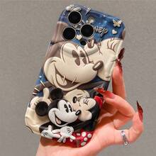 Disney Mickey & Minnie Mouse Couple Phone Case, Plush & Embossed Style With Disney Logo Print, Shockproof Protective Cover, Compatible With IPhone 17/16/15/14/13/12/11 Pro, Perfect Gift For Valentine/Birthday/Anniversary - White - View 5