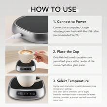 SOKANY 1 buah Alas Pemanas Cangkir Suhu Konstan Pintar, Pemanas Cangkir Kopi, Bertenaga USB, 3 Kecepatan yang Dapat Diatur, Pemanasan Cepat, Dengan Perlindungan Mati Otomatis, Ringkas dan Portabel, Cocok untuk Memanaskan Susu/Teh Herbal/Kopi/Air Hangat, dll. - MultiWarna - View 8