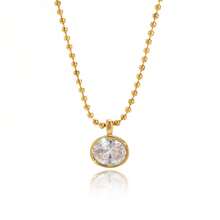 VKHK 1pc Elegant 18K Gold Plated Stainless Steel Sparkling Zirconia Decor Pendant Necklace Suitable For Women's Daily And Wedding Wear Gift - Yellow Gold - View 7