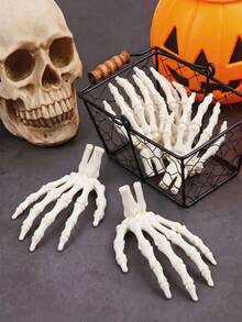 2pcs Skeleton Hands Realistic Life Size Cut-Out Plastic Skull Hands,Movable Skeleton Hand Model,Halloween Bone Hand Decor Suitable For Theme Party Decoration Props,Haunted House Horror Scene Props,Prank Horror Mini Decor,Gothic Dark Style Decoration Ornaments,Party Tabletop Horror Decor,Yard Porch Lawn Decoration,Left And Right. - A - View 4