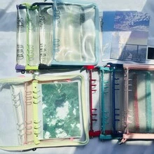 1入 A5 A6 多色拉鍊活頁夾貼紙書替換內頁，適用於學校、辦公室、手帳、旅行照片、筆記、創意寫作、DIY相簿、便條本、旅行日記、現金與支票收納，學生用品 - 彩色 - 查看 7
