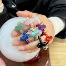 1PC Natural Crystal Chakra Double Point Tower Beaded Stretch Rings, Multiple Types Polished Healing Spiritual Meditation Crystal Jewelry Gift - Double-pointed Bead Ring - View 5