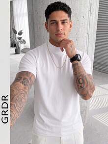 Men's Fashionable Half-Turtleneck Short Sleeve T-Shirt, Suitable For Summer - White - View 4