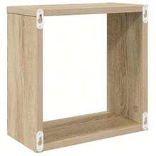 vidaXL 4X Cube Shelf Wall Shelf Hanging Shelf Cube Lounge CD Shelf Decorative Shelf Bookshelf Floating Shelf Wall Board Shelf Cube Light Oak Khaki 30x15x30cm - Light Oak Khaki - View 8