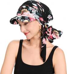 ZLYC Chemo - Gorros para Mujer, con Visera y Visera preatada, para la Cabeza - verde, (Verde geométrico) - Ver 21