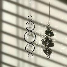 Minimalist Silver Asymmetric Metal Ring Clear Faceted Crystal Ball Suncatcher Rainbow Prism Window Hanging Ornament Modern Aesthetic Room Decor - Irregular Silver 30 Balls - View 1