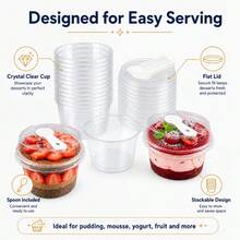 150/15pcs Round Dessert Cups, 5oz/150ml Each, With Spoon Cup Set, Perfect For Parties. Suitable For Yogurt Parfait, Jelly, Fruit Jelly, Yogurt Salad, Etc. Very Practical Dessert Packaging Box - Multicolor - View 6