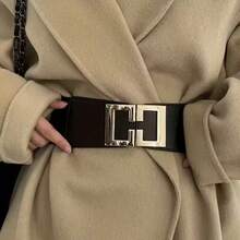 1pc Black PU Material Women's Slimming Fashion Waist Belt - Black - View 9