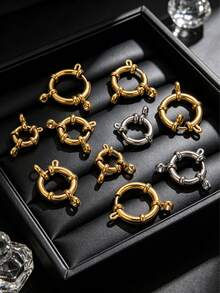 4Pcs Gold Silver Stainless Steel Spring Ring Clasps, Multi Size Sailor Clasp Connectors For DIY Bracelet Necklace Jewelry Making Findings - Spring Buckle - View 2