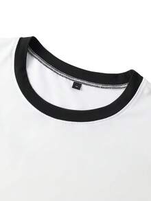 Men's Summer Retro Patchwork Solid Color T-Shirt, Street Style, Suitable For Daily Wear - White - View 4